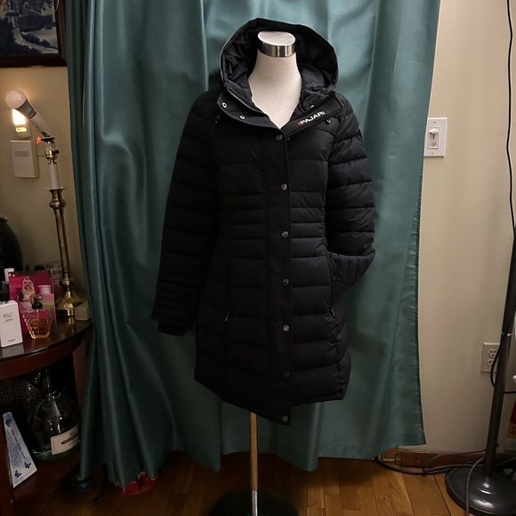 Pajar NWT Willow Puffer Black Jacket Coat Hooded Slim Featherless - Picture 5 of 9